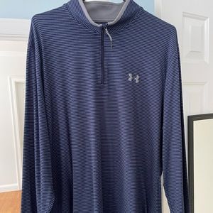 NWOT UNDER AMOUR cold gear quarter zip pull over blue with black stripes XXL